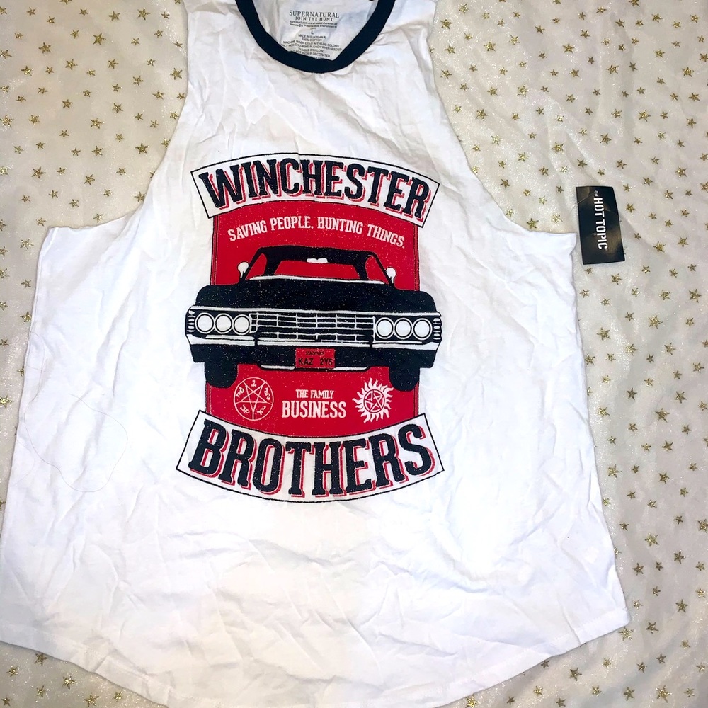 Ladies supernatural shirt tank top sleeveless Winchester brothers cotton Warner